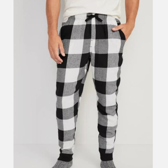 NWT Old Navy Black Buffalo Plaid Flannel Jogger Pajama Pants Sleep Men X-Large - Picture 4 of 4